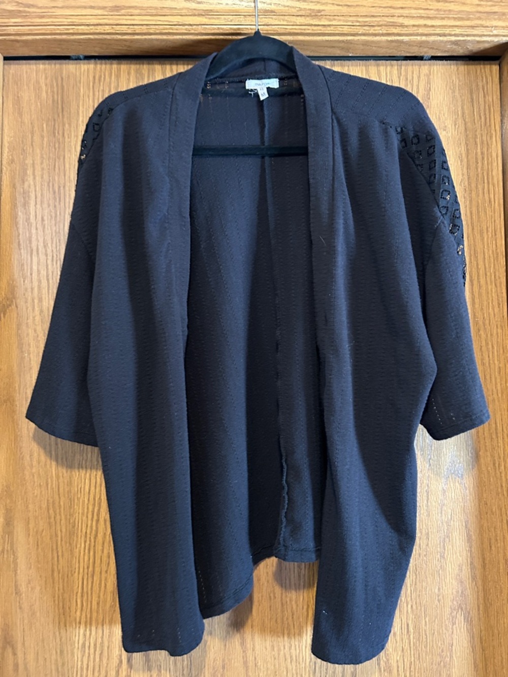 Maurice’s Black Short-Sleeve Open-Front Cardigan